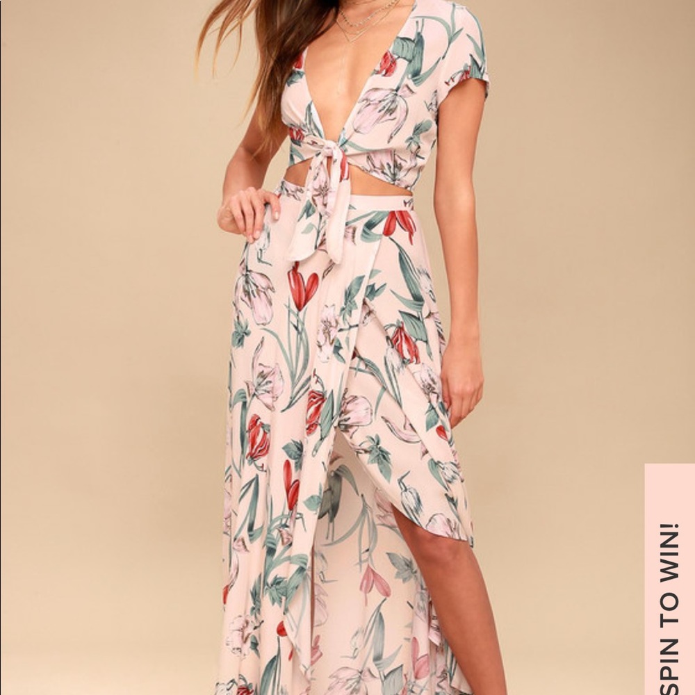 Lulu’s Blush Pink Two-Piece Maxi Dress - XL